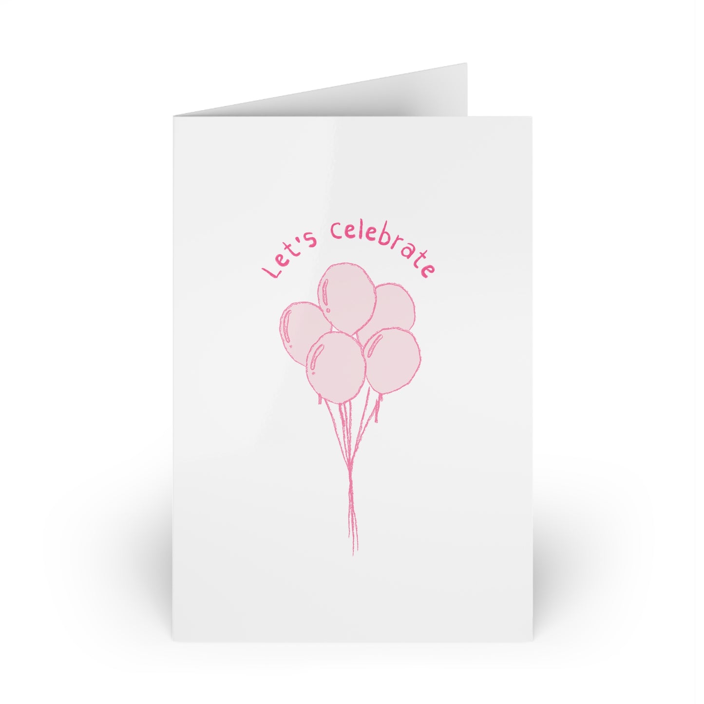 Greeting Cards, Celebratory Pink Balloons, Envelope Included, 1 or 10-pack for Birthday, Anniversary, Graduation, Wedding - Stationery Set,