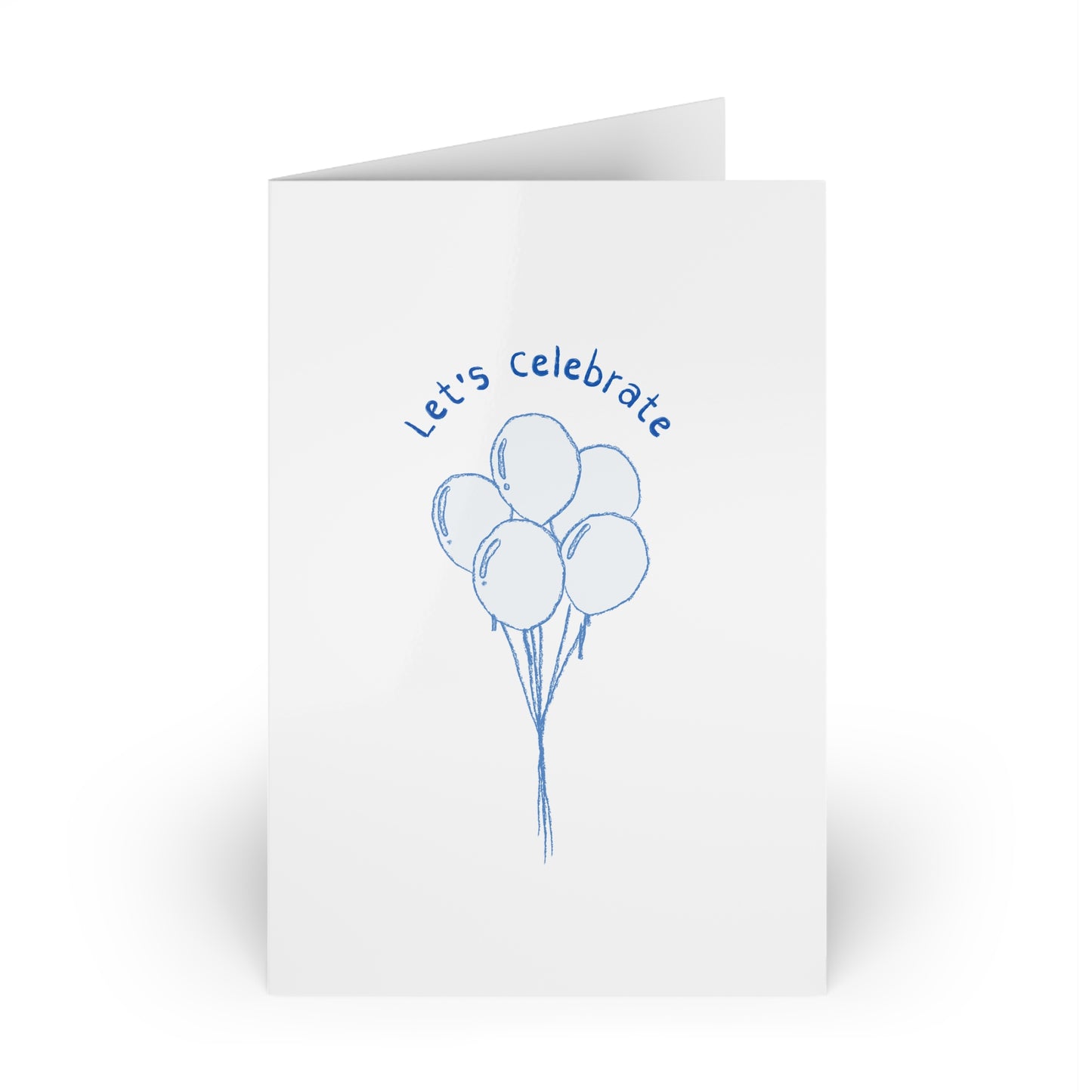 Greeting Cards - Blue Balloons Lets Celebrate Design, Party Invitations, Celebration Stationery, Festive Occasion Cards, Event Cards, Happy